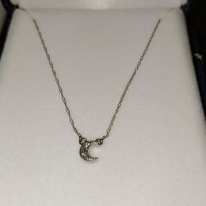 14K Mini Moon Diamond Pendant